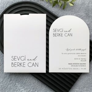 Modern Minimalist Tasarım Oval Davetiye Modeli
