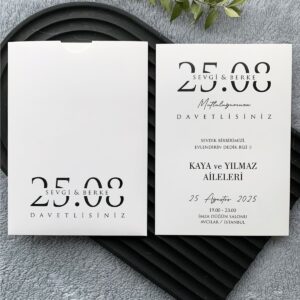 Tarih Vurgulu Modern Davetiye Modeli