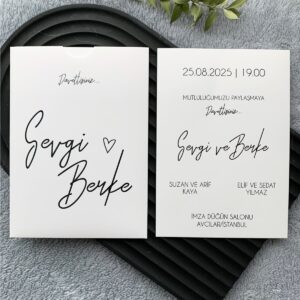 Romantik El Yazılı Davetiye Modeli