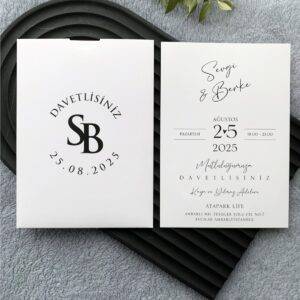 Dairesel Mühürlü Monogram Davetiye Modeli