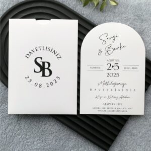 Dairesel Mühürlü Monogram Oval Davetiye Modeli