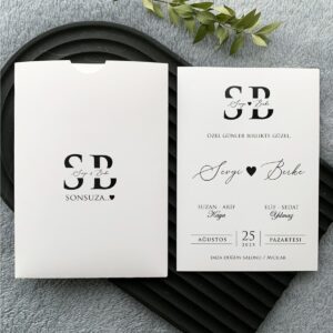 İç İçe Harfli Monogram Davetiye Modeli