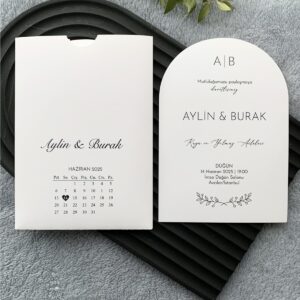 Kemer Kesim Takvimli Minimalist Davetiye Modeli