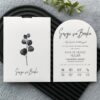 Siyah Yaprak Çizimli Oval Davetiye Modeli