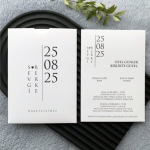Büyük Tarihli Dikey İsimli Modern Davetiye Modeli