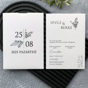 Modern Botanik Desenli Davetiye Modeli