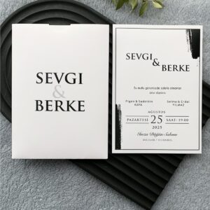 Siyah Beyaz Fırça Darbeli Davetiye Modeli
