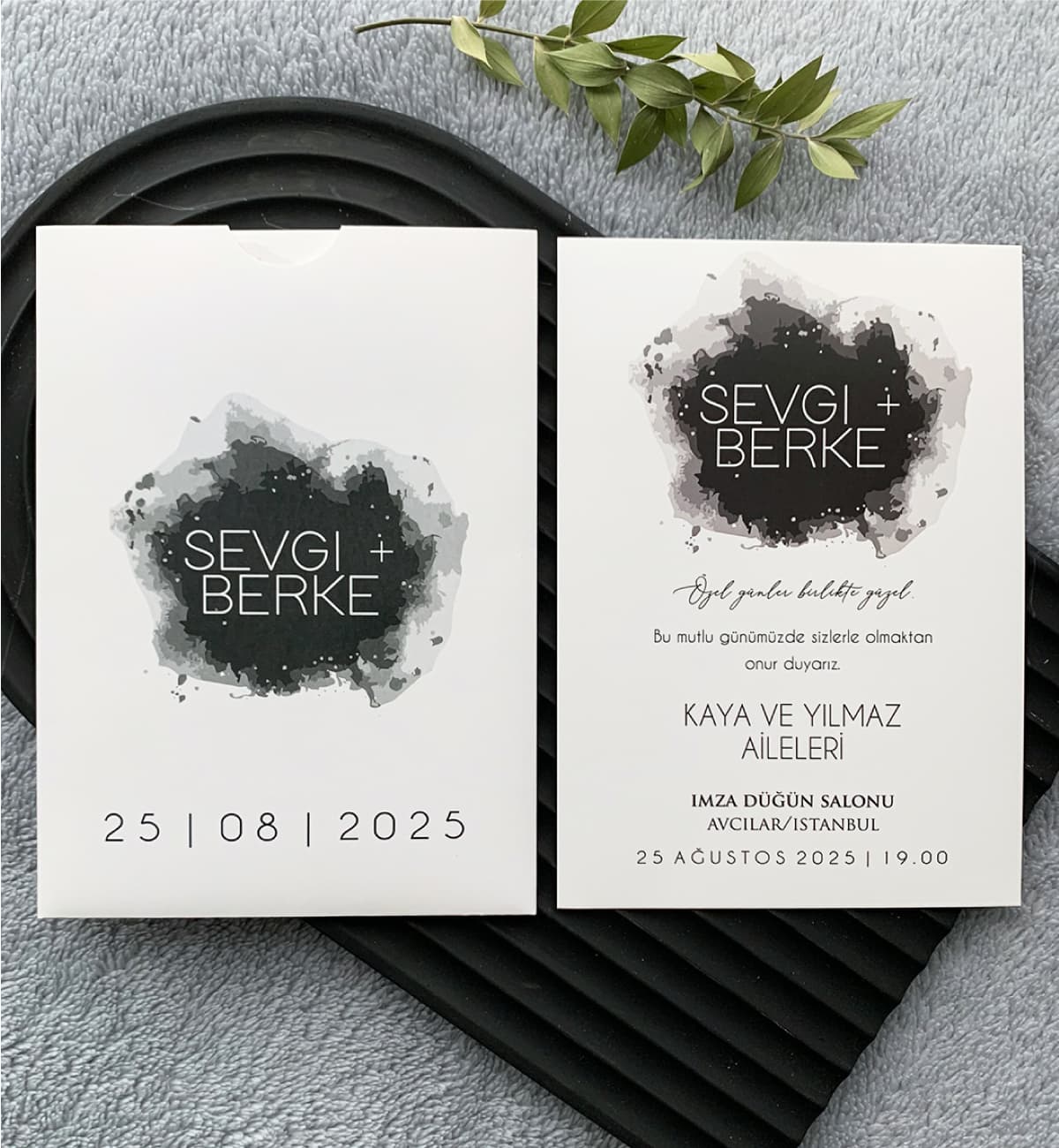 Sanatsal Suluboya Dokulu Davetiye Modeli