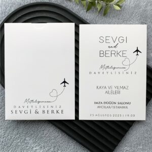 Uçak Figürlü Modern Davetiye Modeli