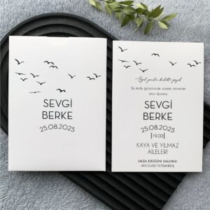 Uçan Kuş Figürlü Minimalist Davetiye Modeli