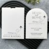 Uçak Figürlü Modern Oval Davetiye Modeli