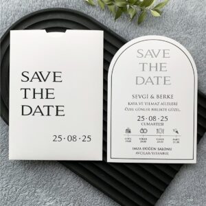 Modern Save The Date Oval Davetiye Modeli