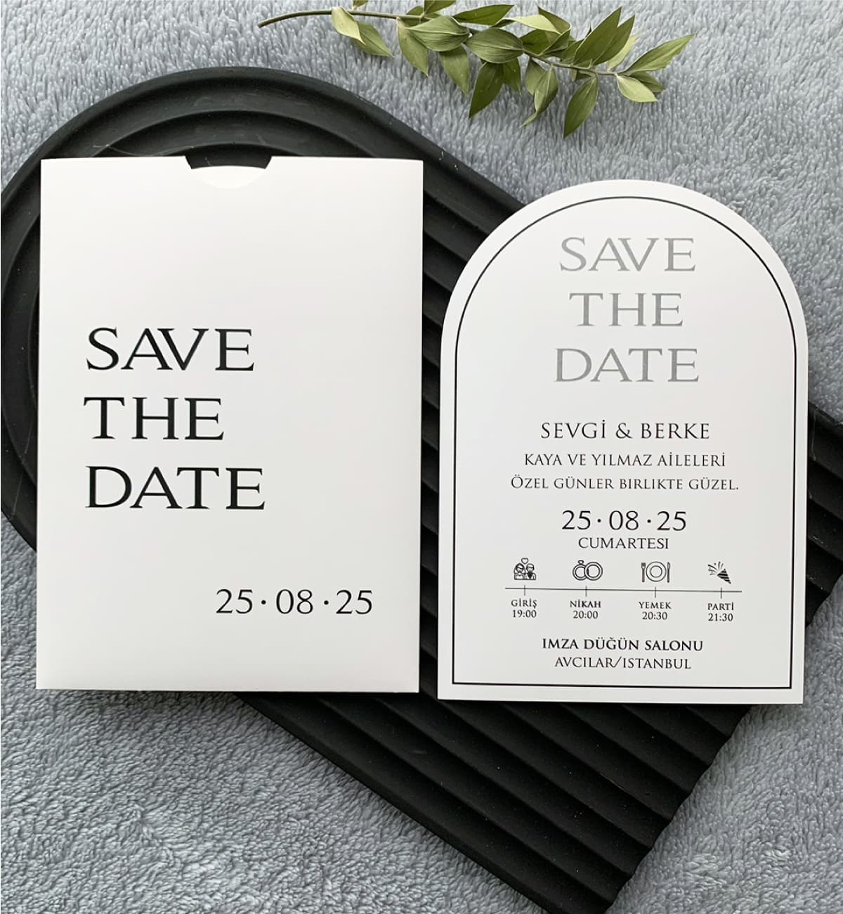 Modern Save The Date Oval Davetiye Modeli